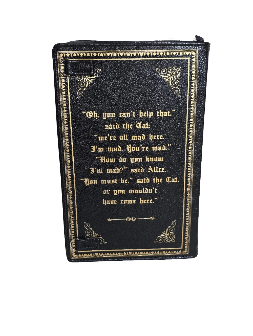Alice in Wonderland Book Crossbody Bag Wristlet Black Gold Nwt - Picture 4 of 6